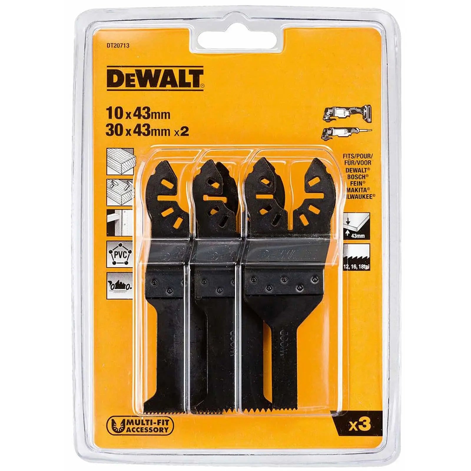 DeWalt Multi-Tool Saw Blade Set Oscillating Cutting Wood Nails Accessory 3pc DT20713  White Rose Tools