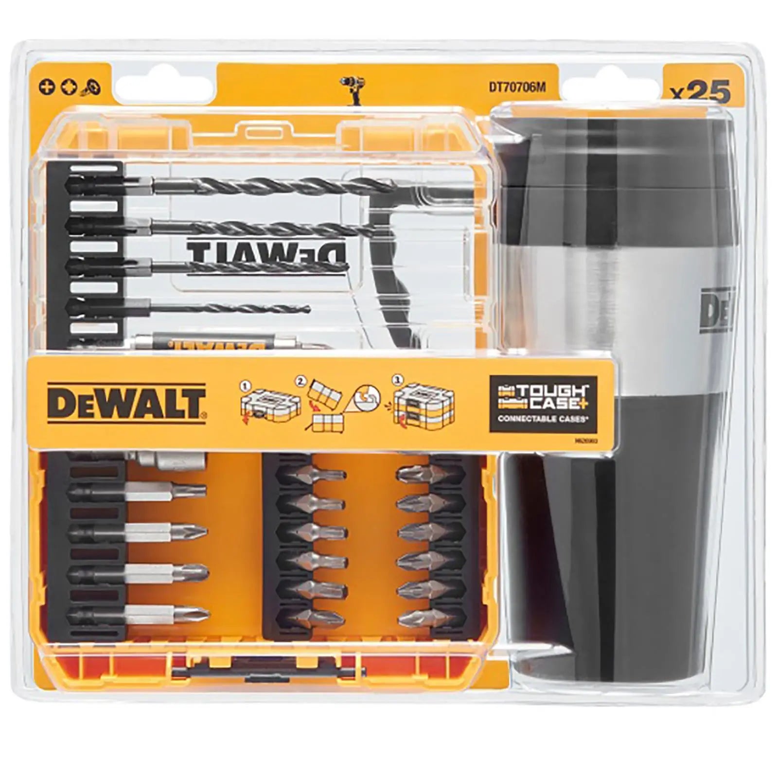 DeWalt Screwdriver and Drill Bit Set 25 Piece with Thermal Mug