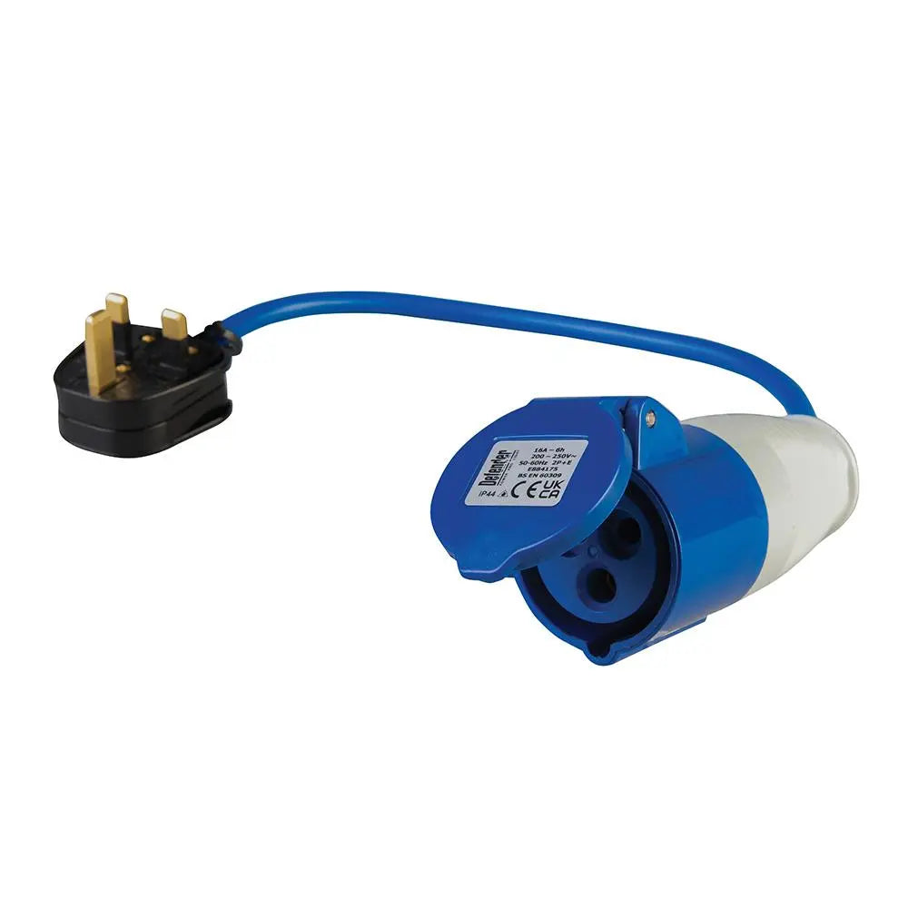 Defender 230V Fly Lead Converter 13A Plug to 16A Socket Caravan Generator
