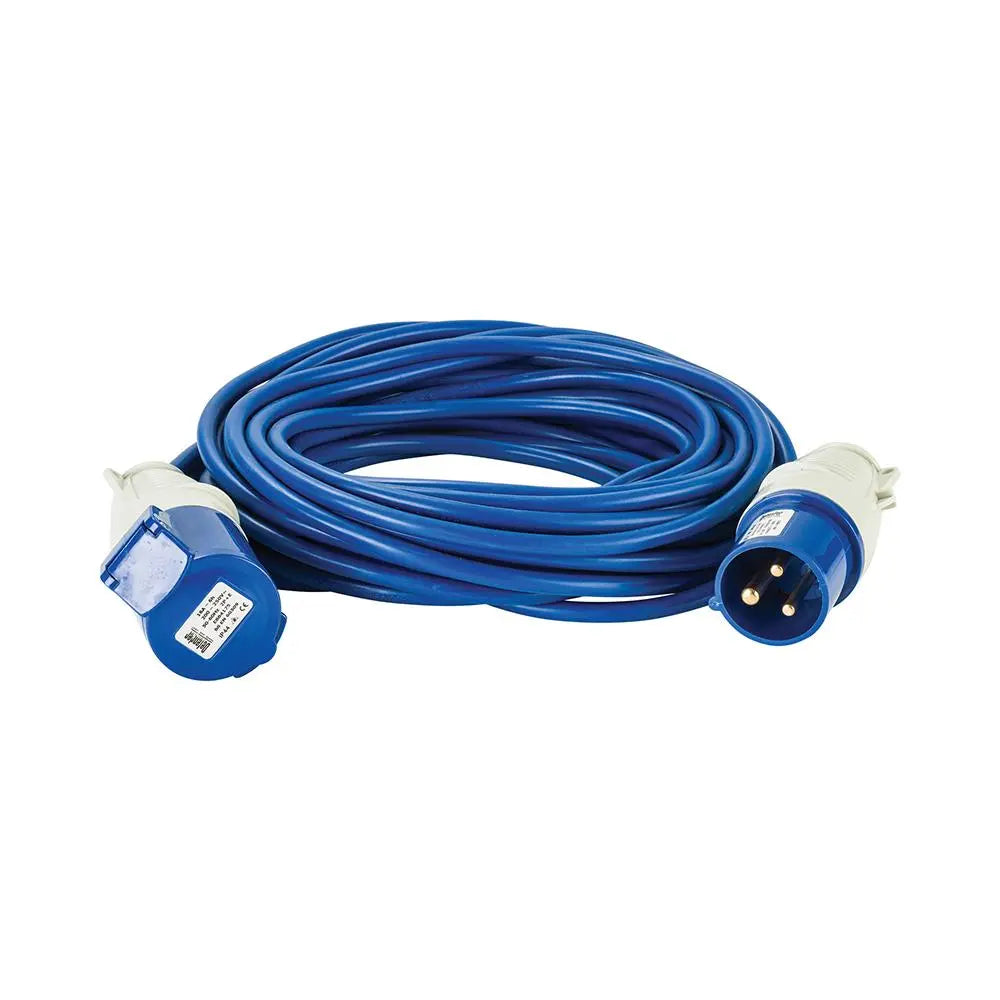 Defender Extension Lead Blue 1.5mm2 16A 14m 230V E85211  White Rose Tools