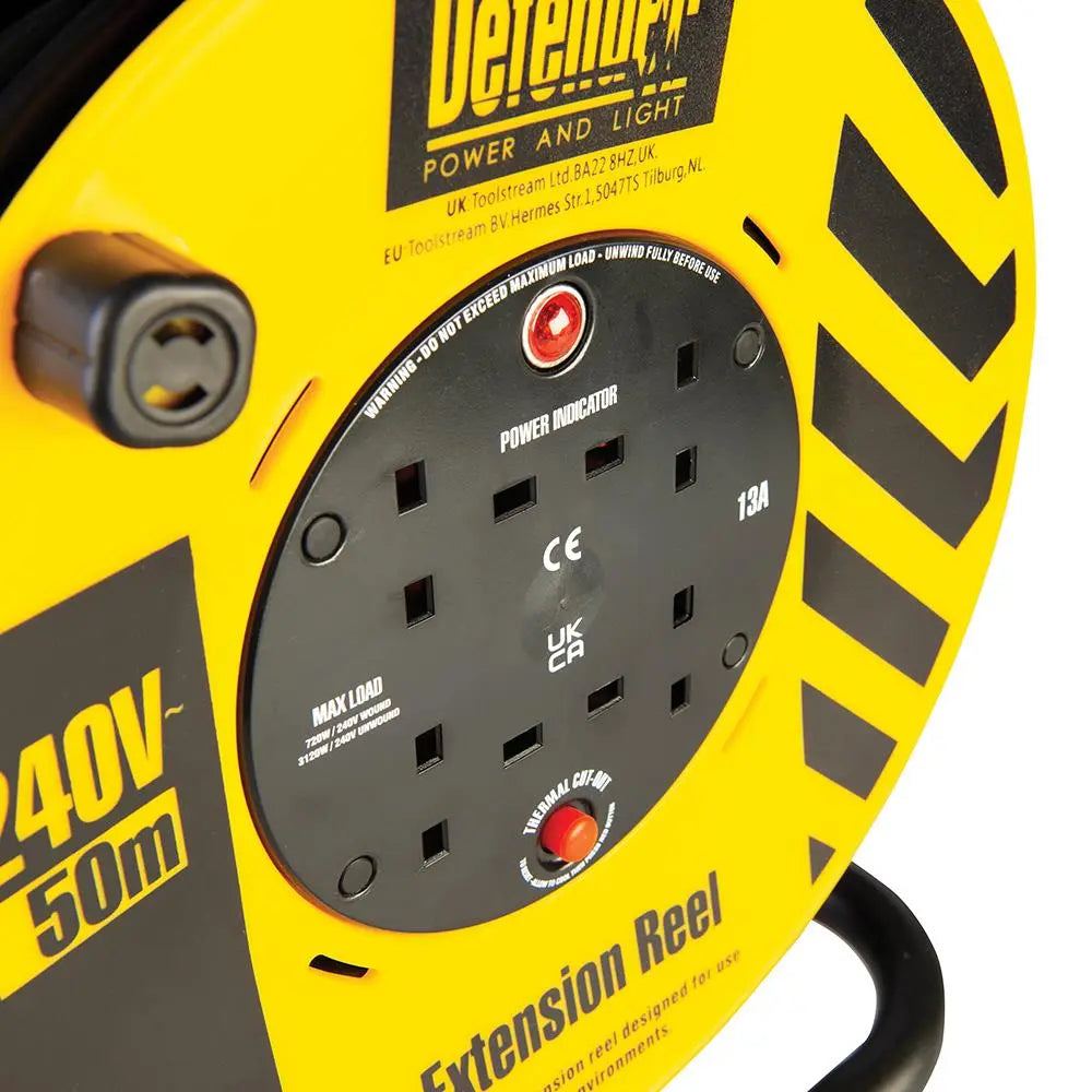 Defender Light Cable Reel 50m 230V 13A E86515 White Rose Tools