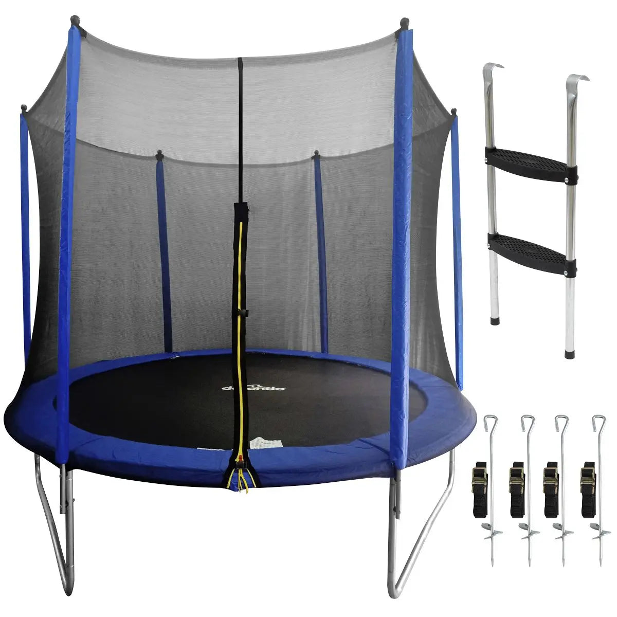 Dellonda 10ft Heavy-Duty Outdoor Trampoline for Kids with Safety Enclosure Net, Includes Anchor Kit & Ladder White Rose Tools
