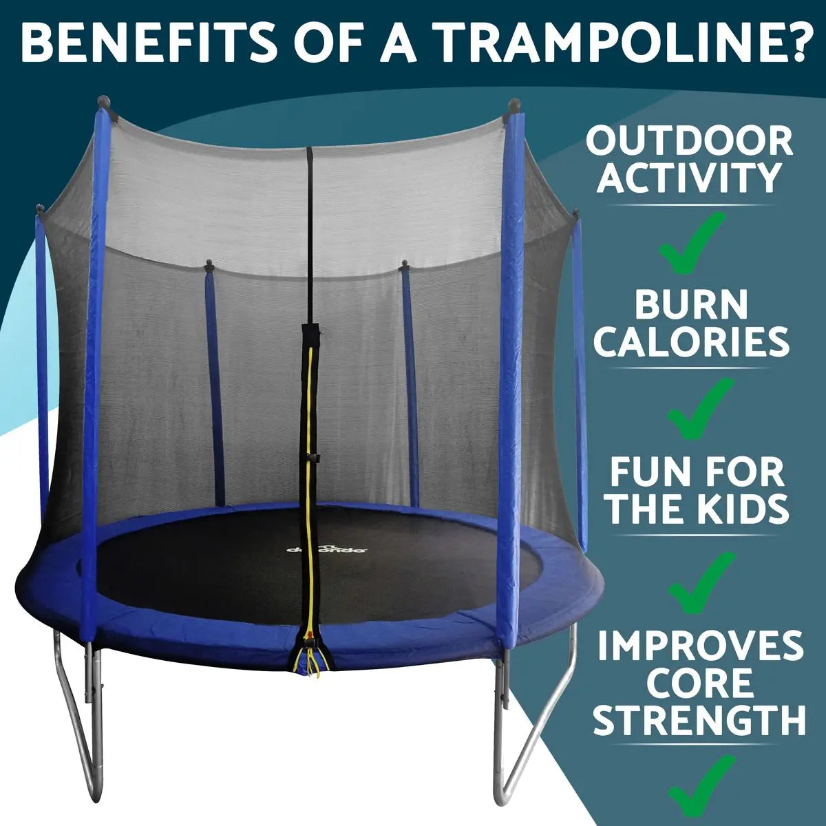 Dellonda 10ft Heavy-Duty Outdoor Trampoline with Safety Enclosure Net White Rose Tools