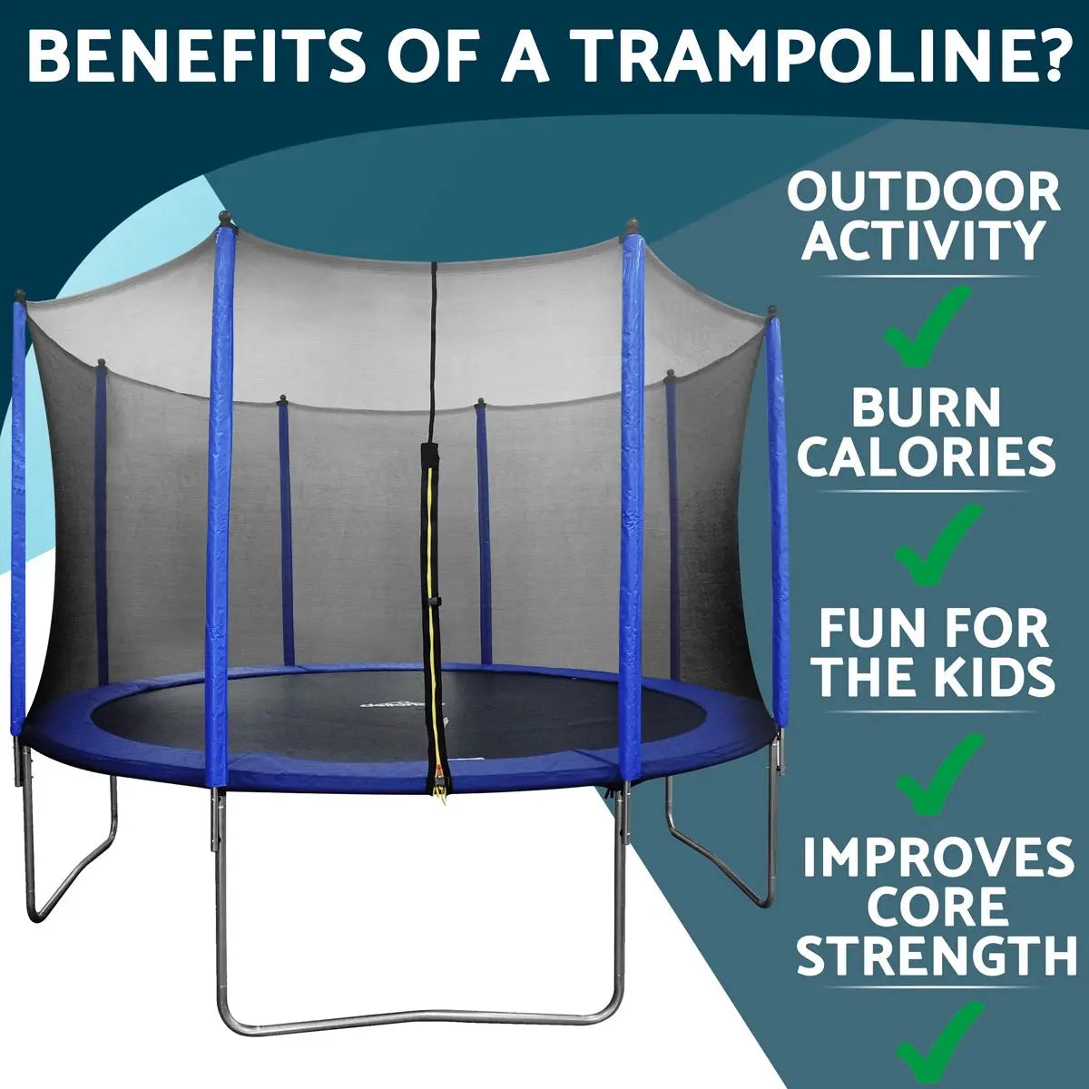 Dellonda 12ft Heavy-Duty Outdoor Trampoline with Safety Enclosure Net  White Rose Tools