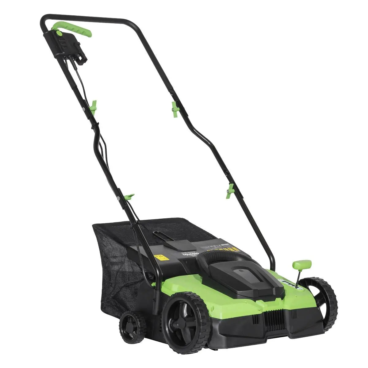 Dellonda 1500W Electric 2-in-1 Scarifier with 5-Heights, 36cm Cutting Diameter, 45L Grass Collection Bag, 10m Mains Cable, Hand Push  White Rose Tools