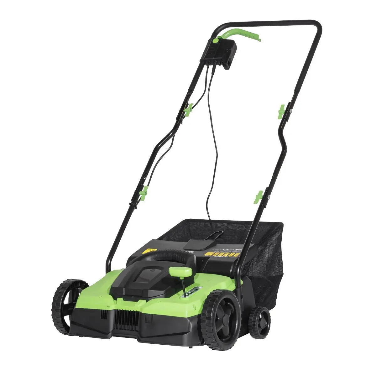 Dellonda 1500W Electric 2-in-1 Scarifier with 5-Heights, 36cm Cutting Diameter, 45L Grass Collection Bag, 10m Mains Cable, Hand Push  White Rose Tools