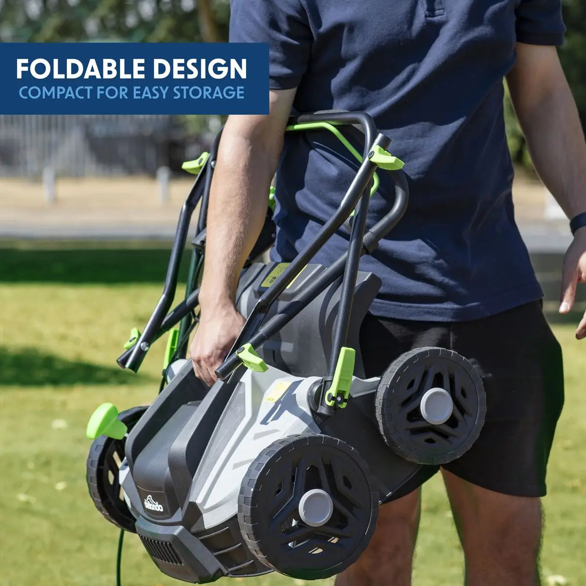 Dellonda 1500W Electric 2-in-1 Scarifier with 5-Heights, 36cm Cutting Diameter, 45L Grass Collection Bag, 10m Mains Cable, Hand Push  White Rose Tools