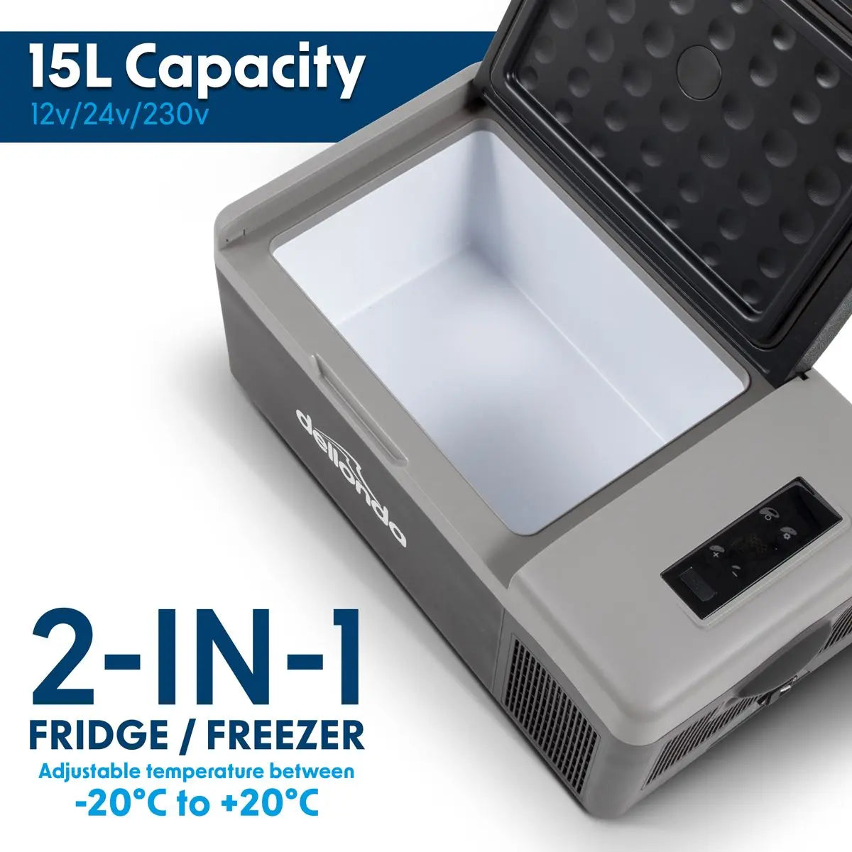 Dellonda 15L Portable Compressor Car Fridge Electric Camping Cool Box 12/24V White Rose Tools