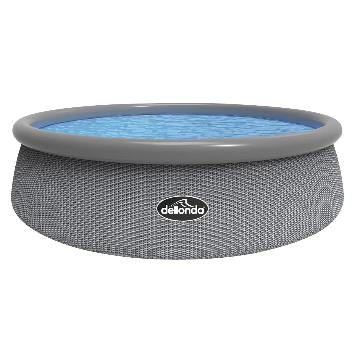 Dellonda 15ft Round Garden Kids Paddling Swimming Pool & Pump Grey Rattan White Rose Tools