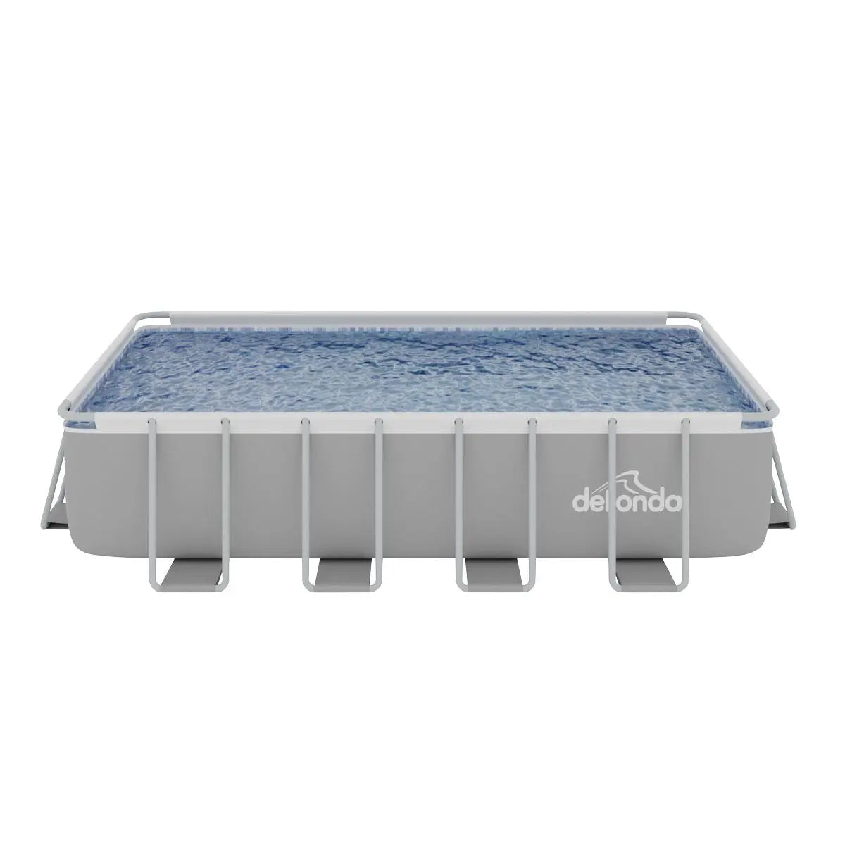 Dellonda 18ft Deluxe Steel Frame Swimming Pool, Rectangular with Filter Pump  White Rose Tools
