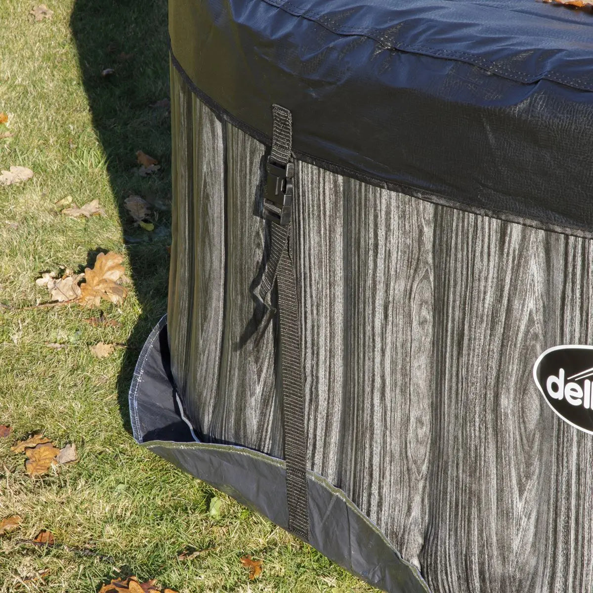 Dellonda 2-4 Person Inflatable Hot Tub Spa with Smart Pump - Wood Effect  White Rose Tools