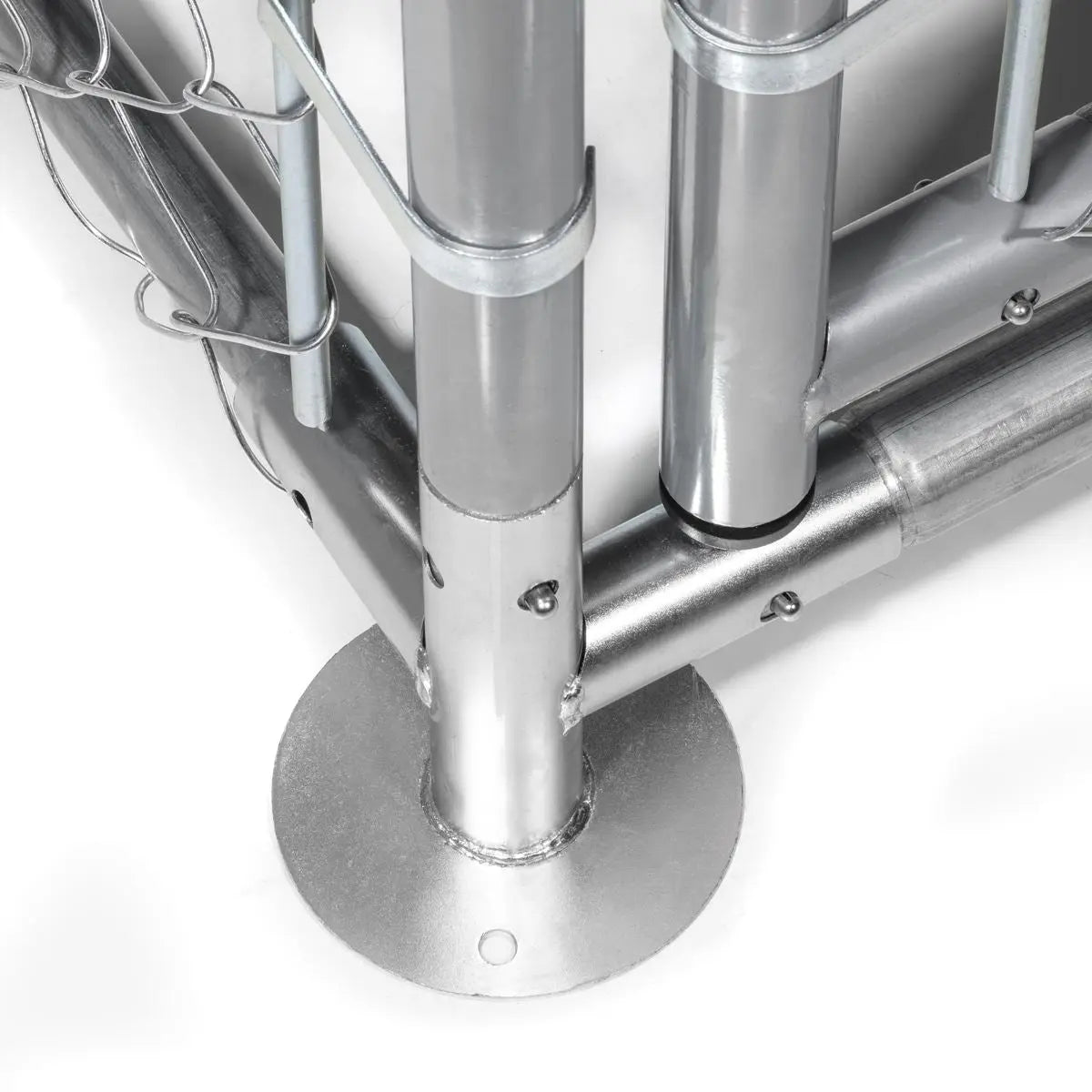 Dellonda 2 x2 x 1.5m Dog Kennel, Galvanised Steel, Roof Cover, Chain Link Fencing  White Rose Tools