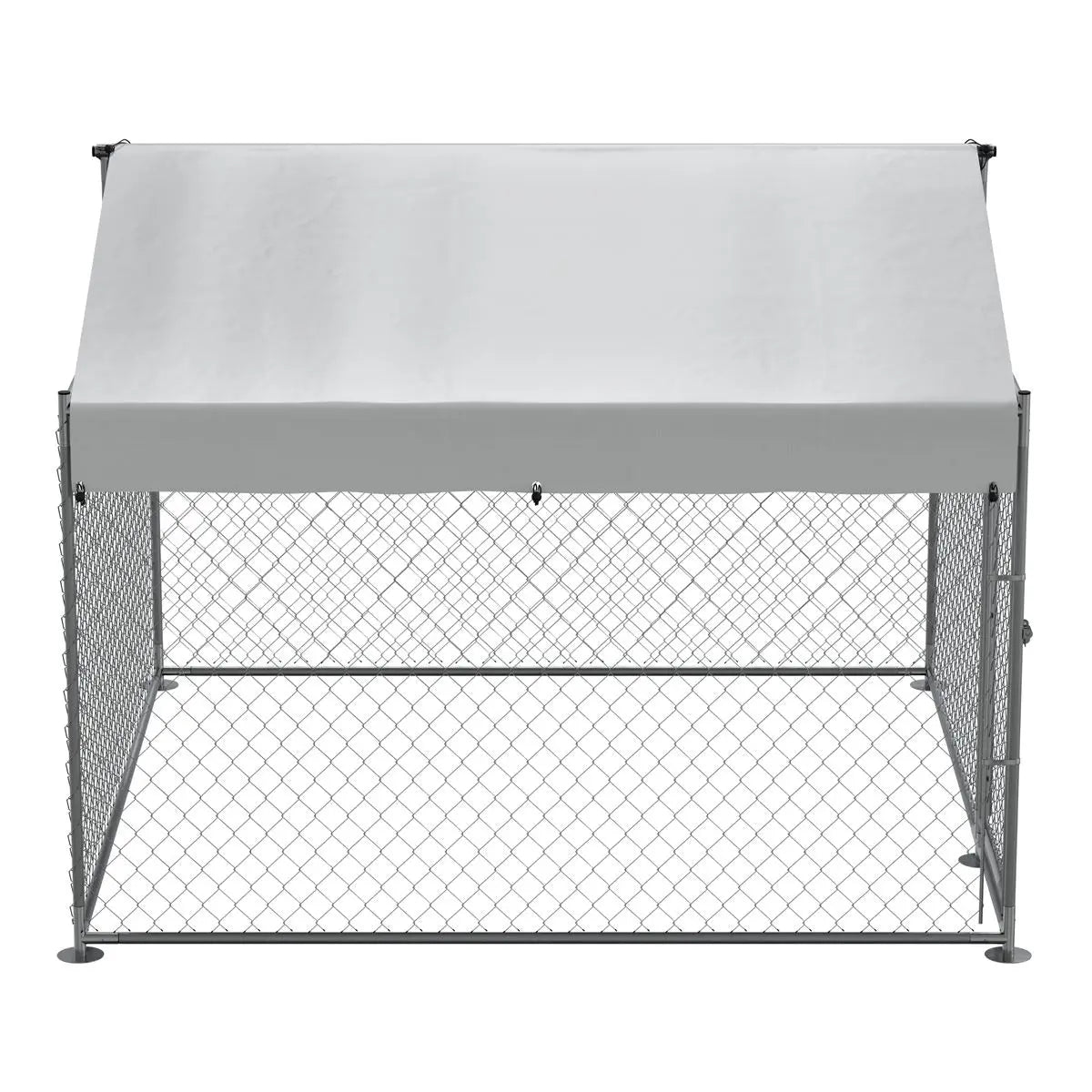 Dellonda 2 x2 x 1.5m Dog Kennel, Galvanised Steel, Roof Cover, Chain Link Fencing  White Rose Tools