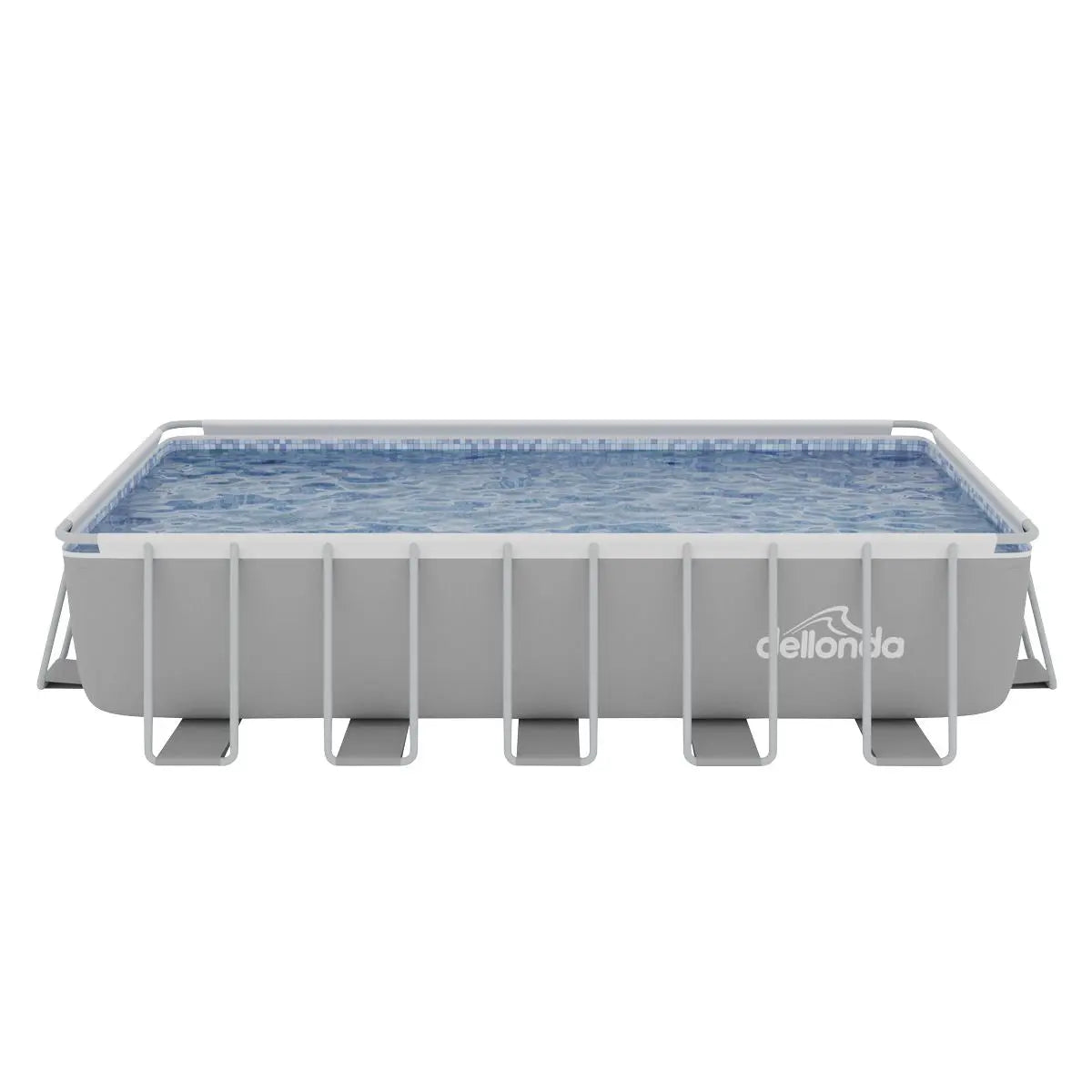 Dellonda 21ft Deluxe Steel Frame Swimming Pool, Rectangular with Step Ladder, Pool and Ground Covers and Filter Sand Pump  White Rose Tools