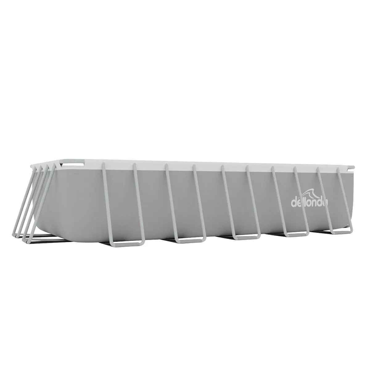 Dellonda 21ft Deluxe Steel Frame Swimming Pool, Rectangular with Step Ladder, Pool and Ground Covers and Filter Sand Pump  White Rose Tools