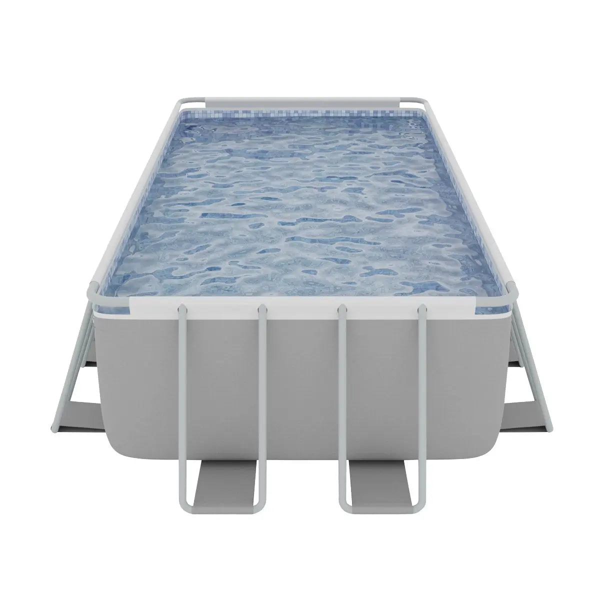 Dellonda 21ft Deluxe Steel Frame Swimming Pool, Rectangular with Step Ladder, Pool and Ground Covers and Filter Sand Pump  White Rose Tools