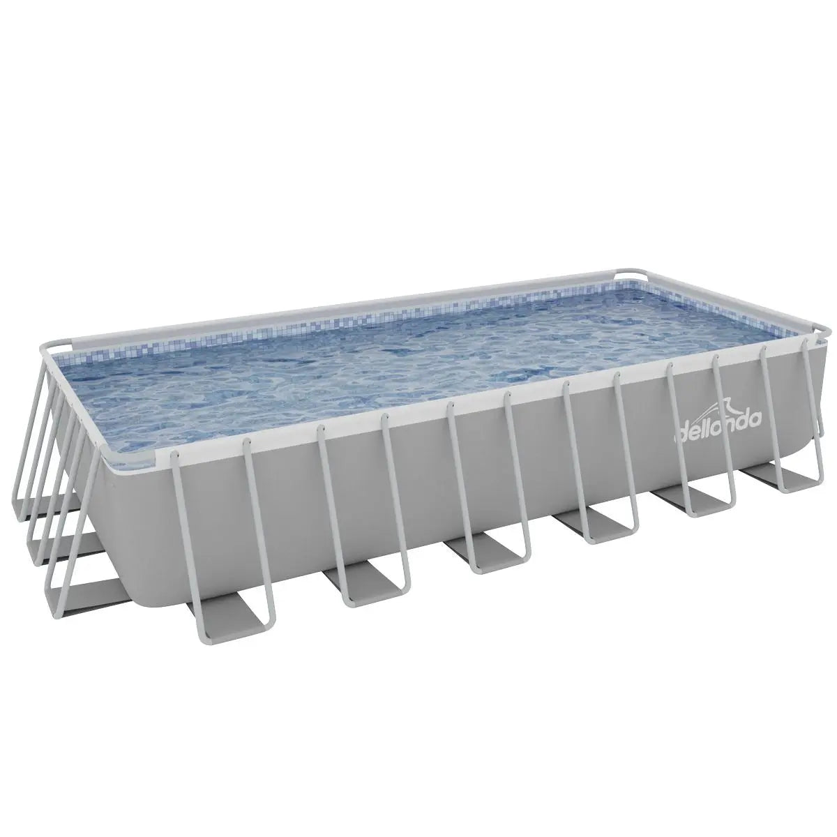 Dellonda 25ft Deluxe Steel Frame Swimming Pool with Step Ladder, Ground Covers and Filter Pump  White Rose Tools