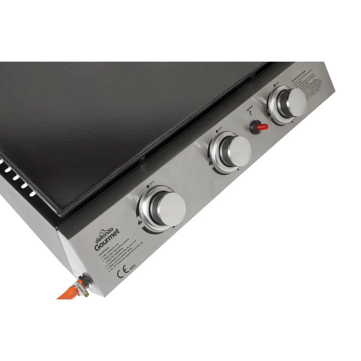 Dellonda 3 Burner Portable Gas Plancha 7.5kW BBQ Griddle, Stainless Steel  White Rose Tools