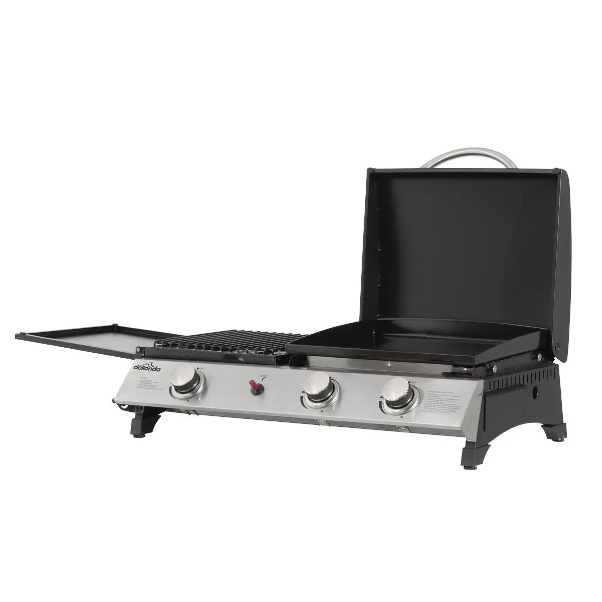 Dellonda 3 Burner Portable Gas Plancha/Grill 8.5kW BBQ Griddle, Stainless Steel  White Rose Tools