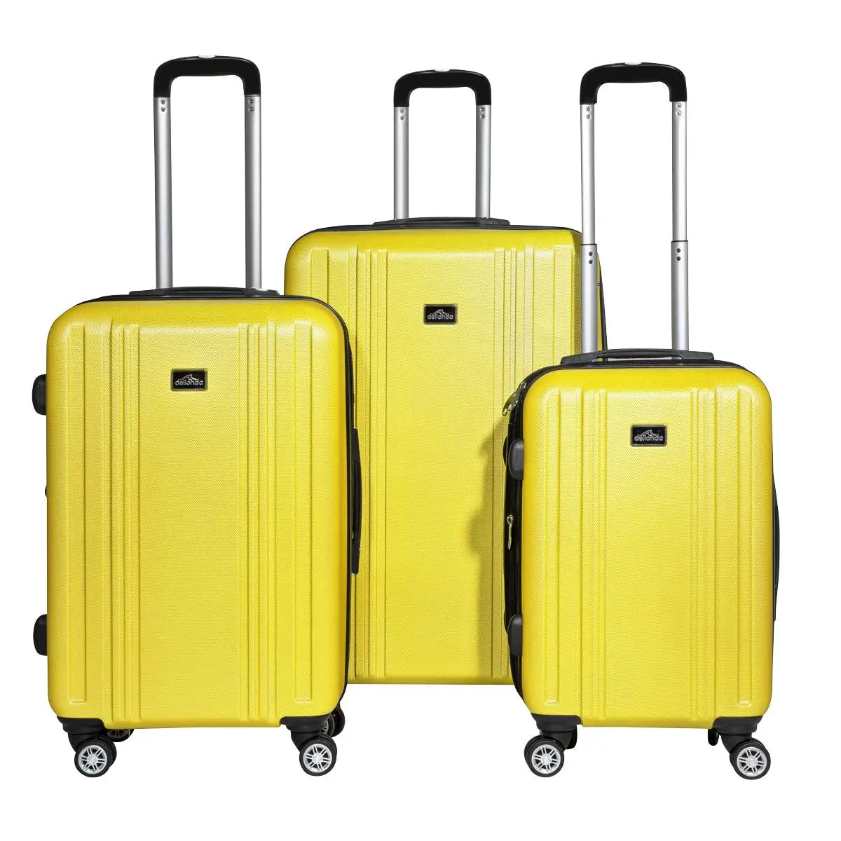 Dellonda 3-Piece ABS Luggage Set with Integrated TSA Approved Combination Lock - Yellow - DL124 White Rose Tools