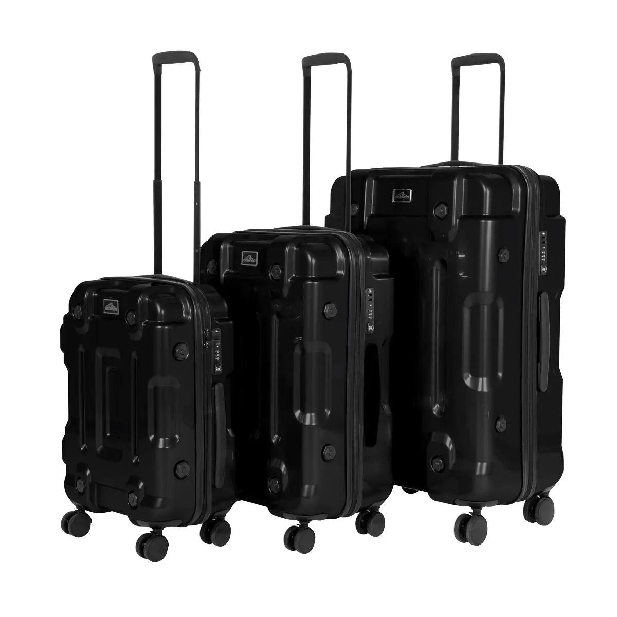 Dellonda 3-Piece Lightweight ABS Luggage Set - 20", 24", 28" - Black - DL10 White Rose Tools