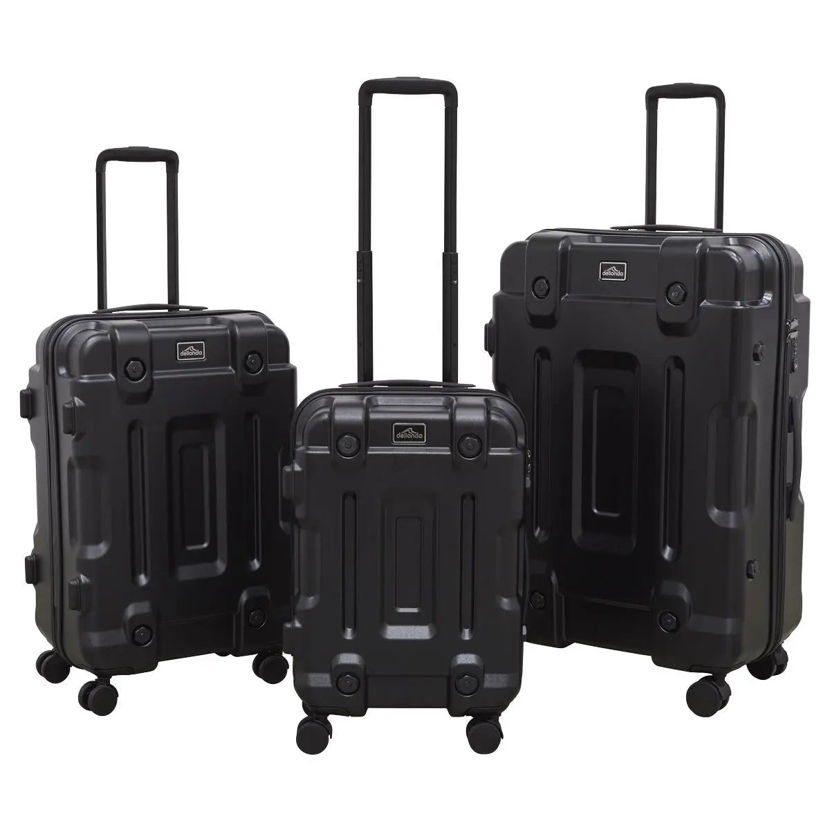 Dellonda 3-Piece Lightweight ABS Luggage Set - 20", 24", 28" - Black - DL10 White Rose Tools