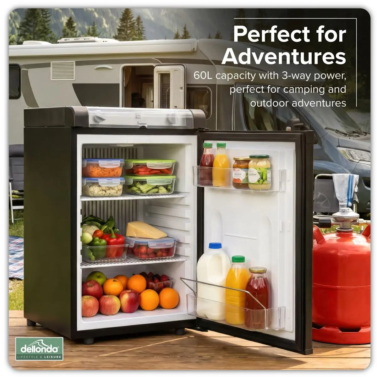 Dellonda 3-Way Fridge 60L White Rose Tools