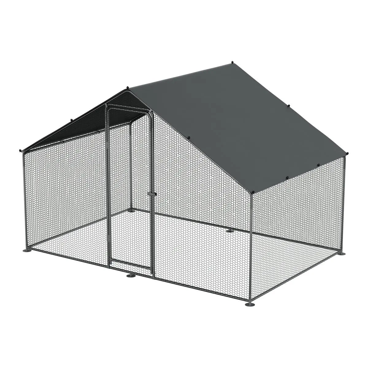 Dellonda 3 x 2 x 2m Walk-In Chicken Run, Galvanized Steel, Roof Cover, PVC Coated Chicken Wire  White Rose Tools