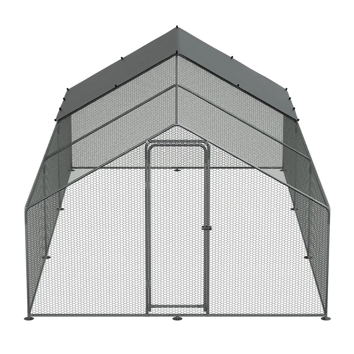 Dellonda 3 x 6 x 2m Walk-In Chicken Run, Galvanized Steel, Roof Cover, PVC Coated Chicken Wire  White Rose Tools