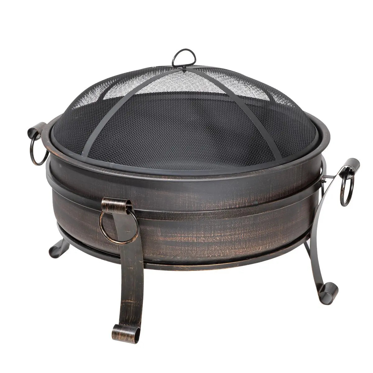 Dellonda 30" Deluxe 2-in-1 Outdoor Fire Pit & Coffee Table Antique Bronze Effect White Rose Tools