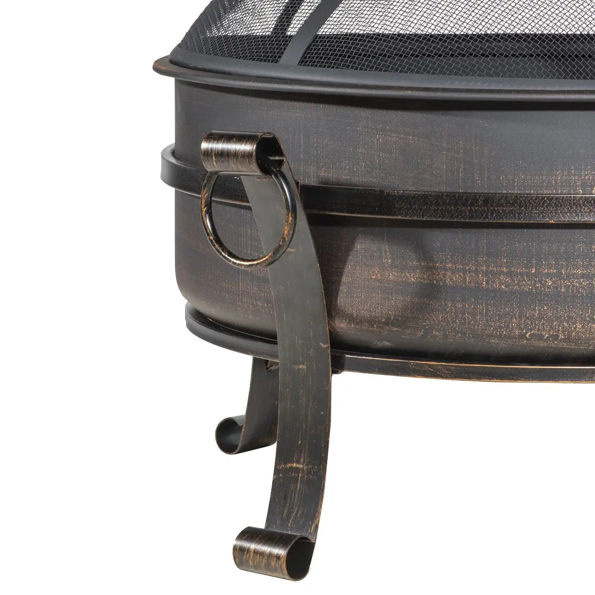 Dellonda 30" Deluxe 2-in-1 Outdoor Fire Pit & Coffee Table Antique Bronze Effect White Rose Tools