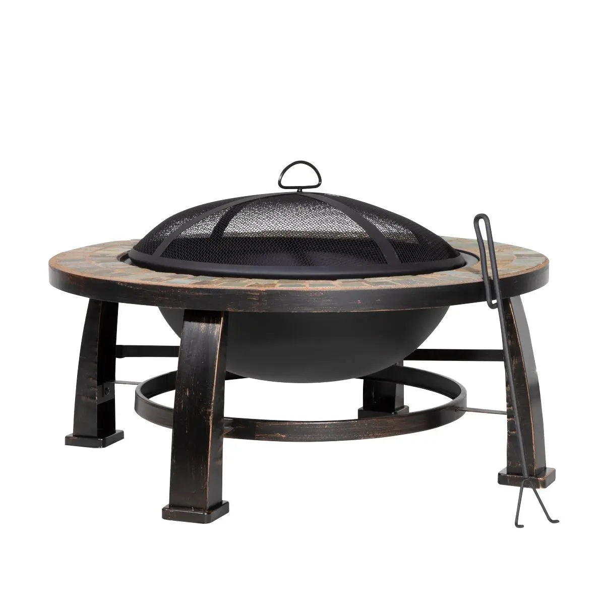 Dellonda 30" Deluxe Traditional Style Fire Pit/Fireplace/Outdoor Heater - Slate White Rose Tools