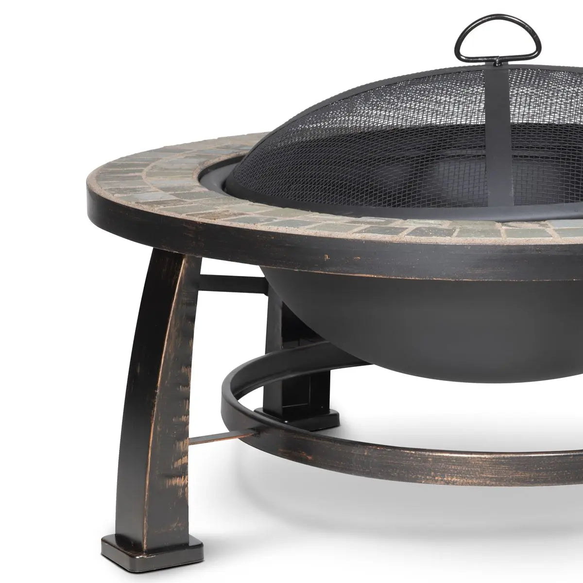Dellonda 30" Deluxe Traditional Style Fire Pit/Fireplace/Outdoor Heater - Slate White Rose Tools