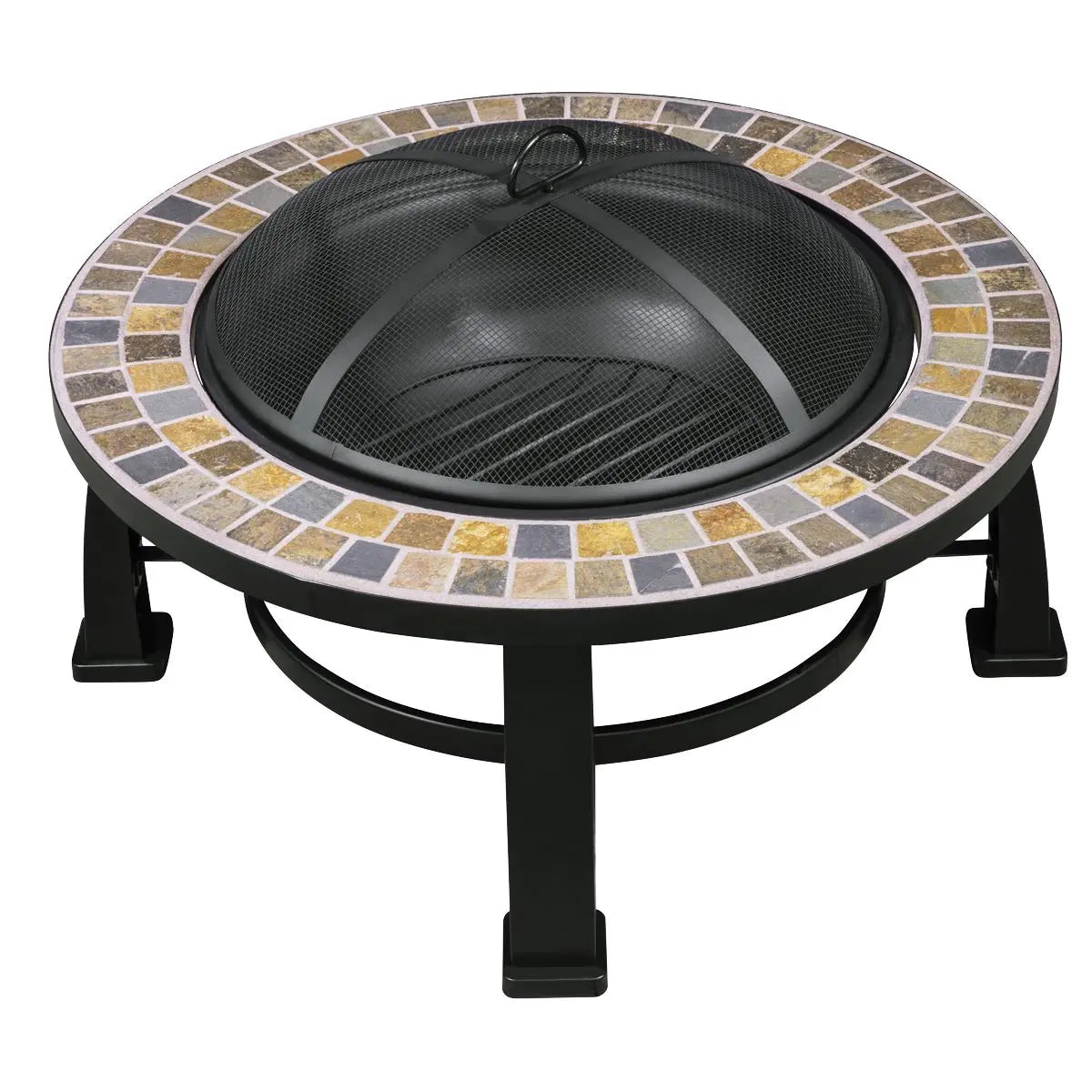 Dellonda 30" Deluxe Traditional Style Fire Pit/Fireplace/Outdoor Heater - Slate White Rose Tools