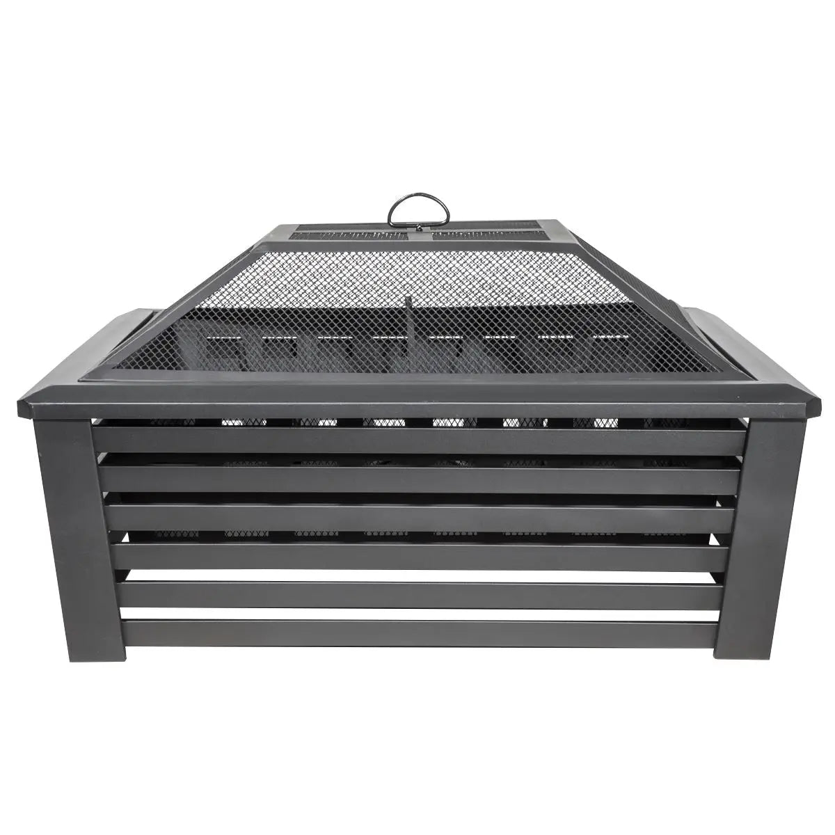 Dellonda 35" Square Outdoor Fire Pit, Black  White Rose Tools