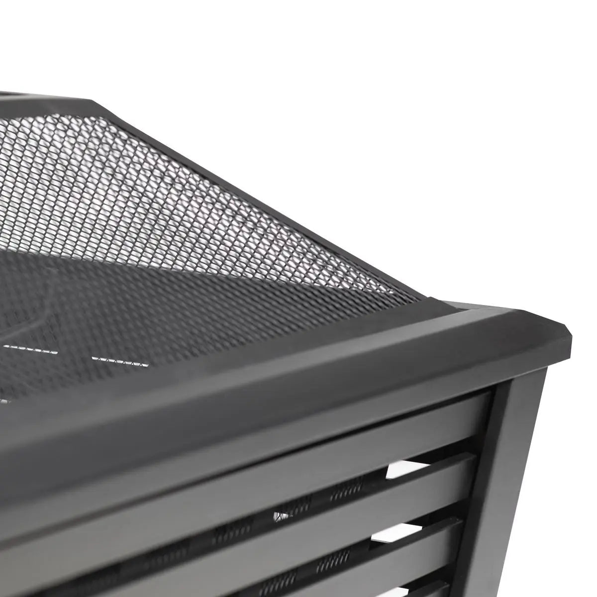 Dellonda 35" Square Outdoor Fire Pit, Black  White Rose Tools