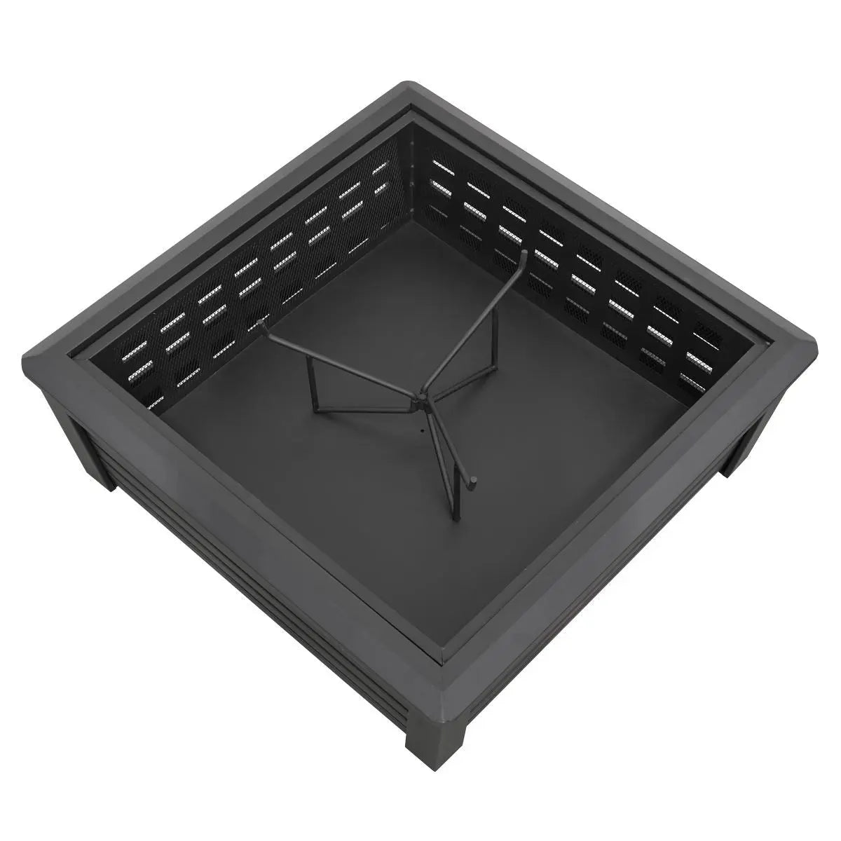 Dellonda 35" Square Outdoor Fire Pit, Black  White Rose Tools