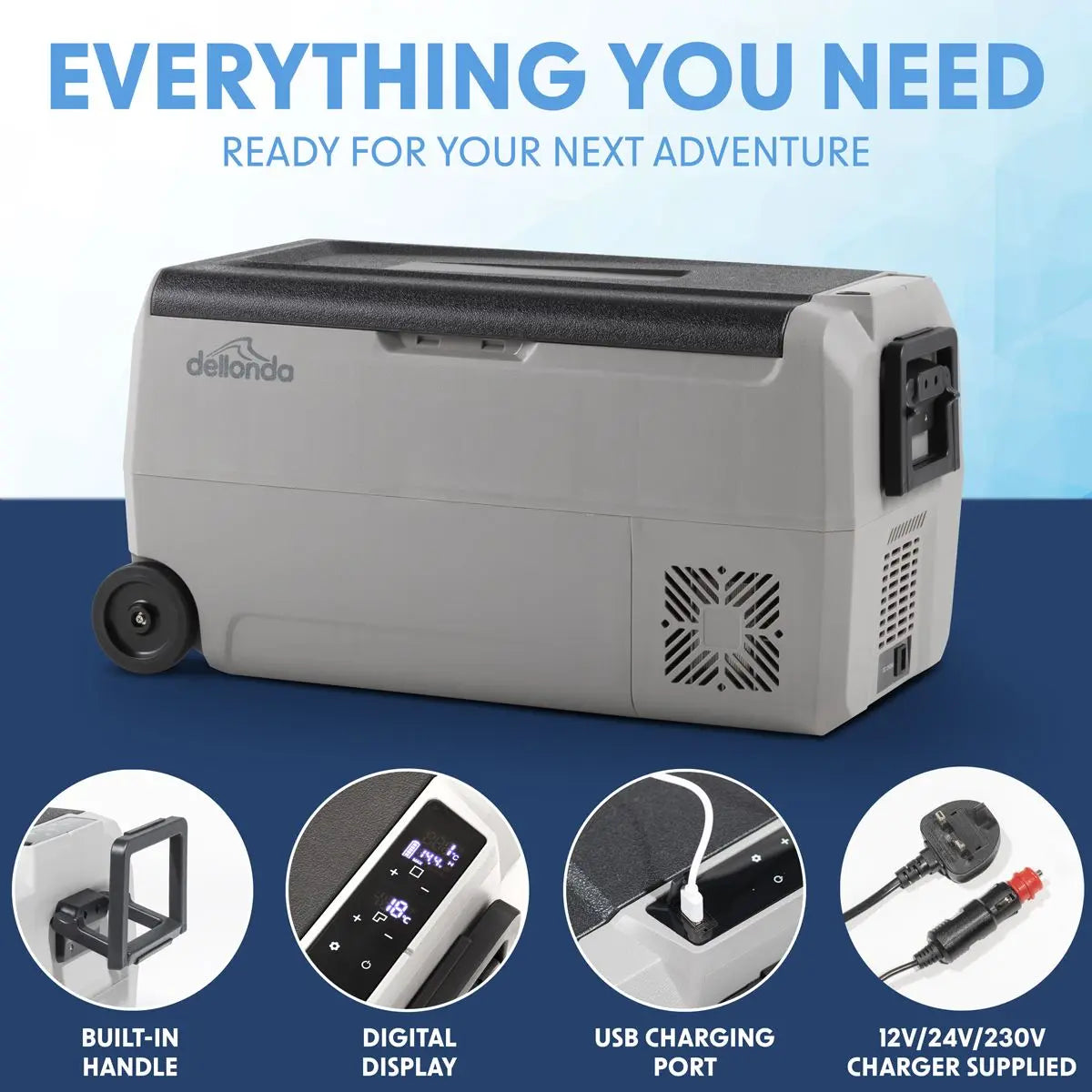 Dellonda 36L Portable Dual Zone Compressor Car Camping Fridge/Freezer 12/24V  White Rose Tools