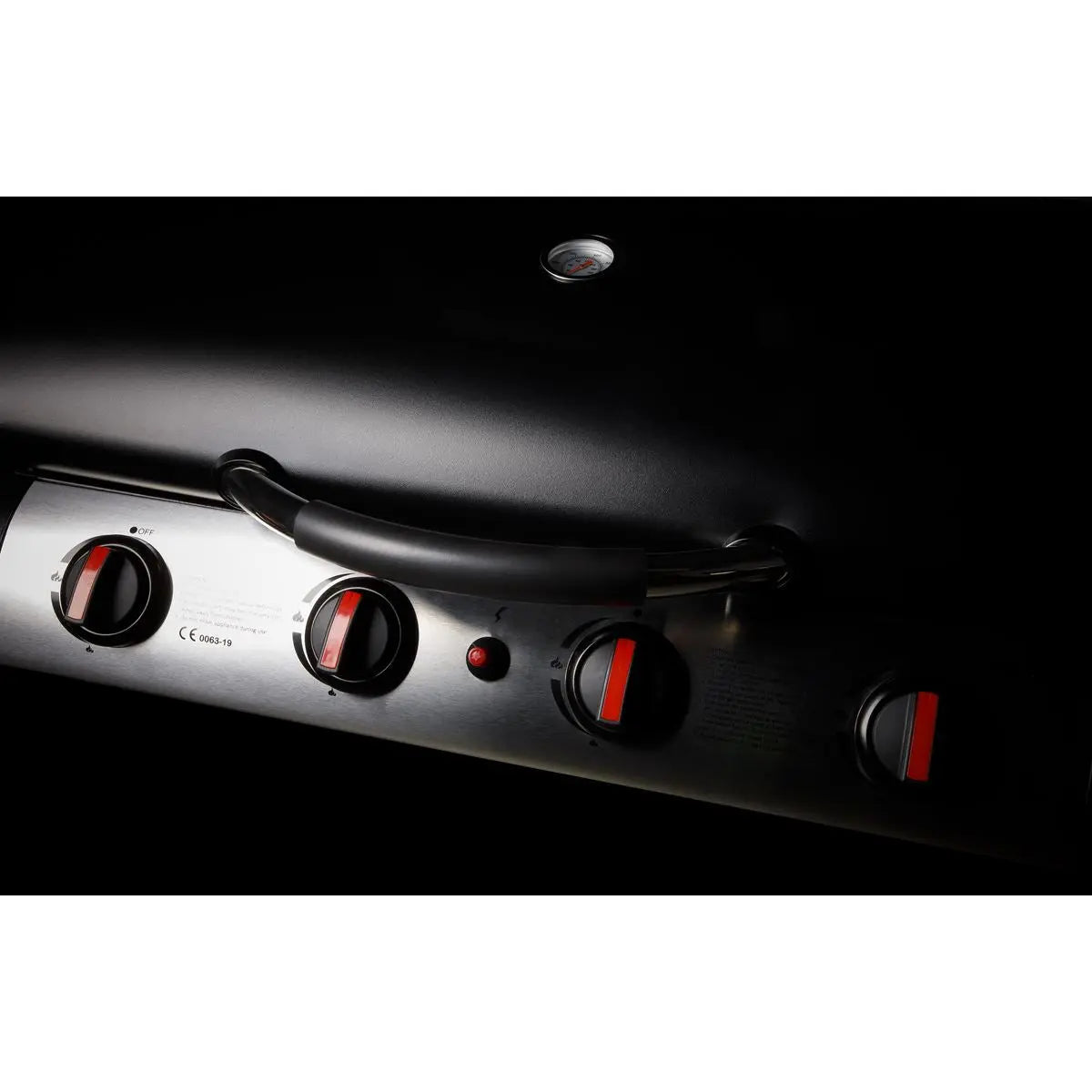 Dellonda 4 Burner Gas BBQ Grill, Ignition, Thermometer, Black/Stainless Steel  White Rose Tools