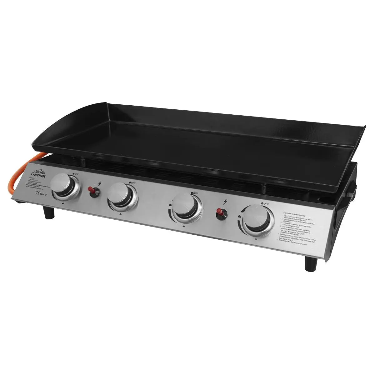 Dellonda 4 Burner Portable Gas Plancha 10kW BBQ Griddle, Stainless Steel  White Rose Tools