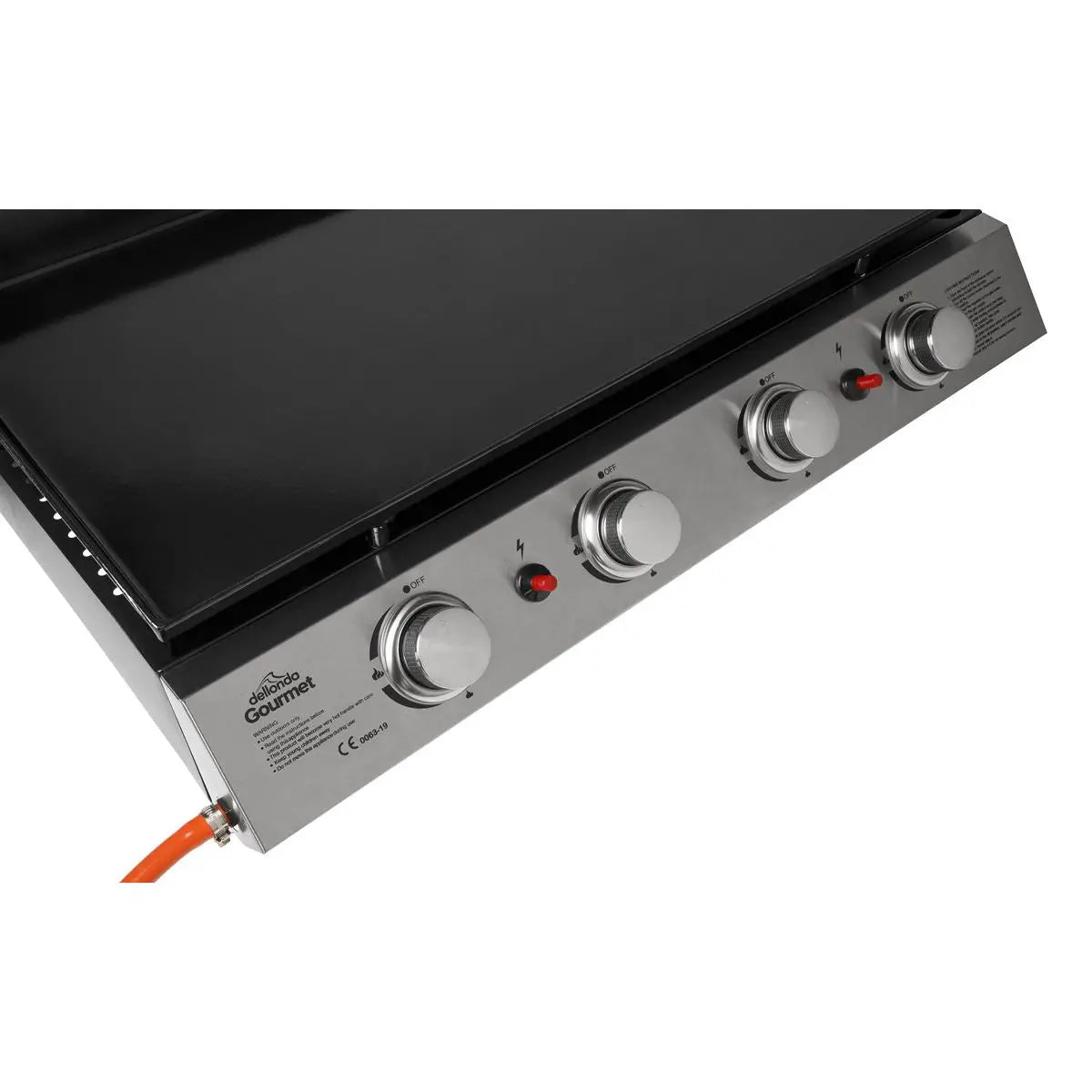 Dellonda 4 Burner Portable Gas Plancha 10kW BBQ Griddle, Stainless Steel  White Rose Tools