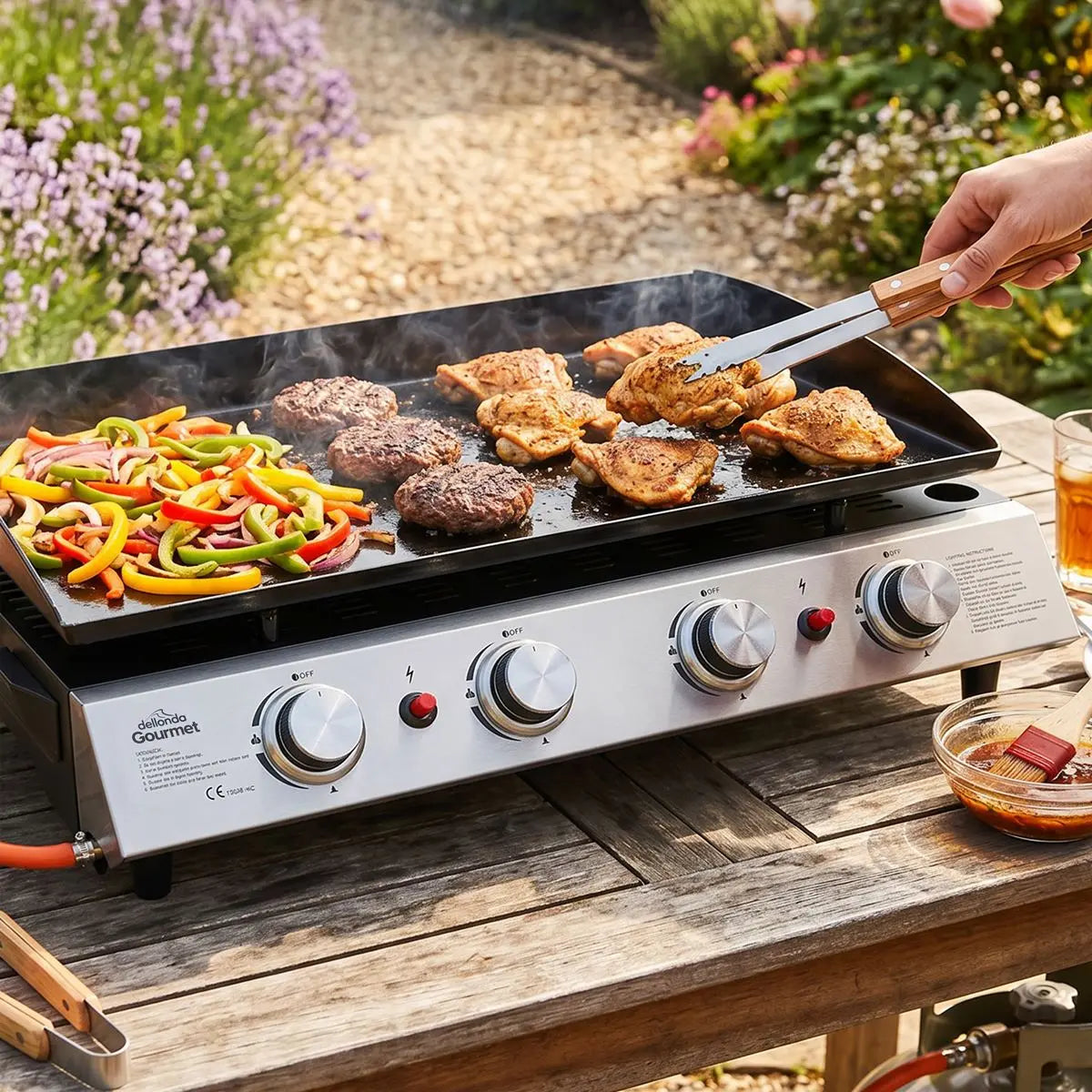 Dellonda 4 Burner Portable Gas Plancha White Rose Tools