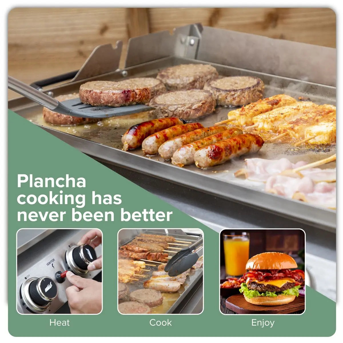 Dellonda 4 Burner Portable Gas Plancha with Warming Rack, 10kW BBQ Griddle, Stainless Steel  White Rose Tools