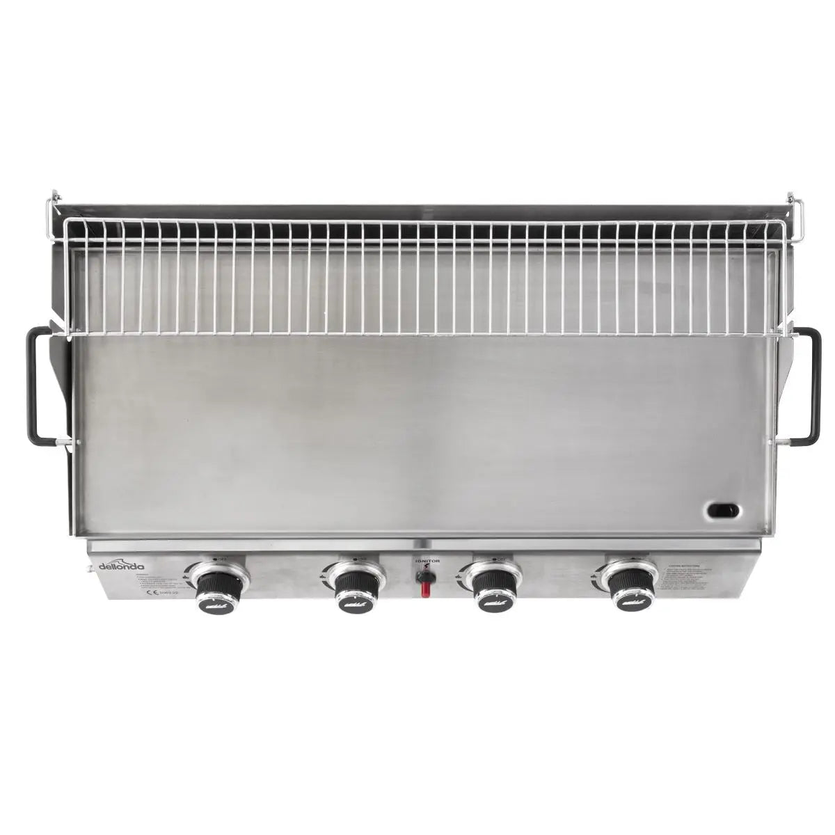 Dellonda 4 Burner Portable Gas Plancha with Warming Rack, 10kW BBQ Griddle, Stainless Steel  White Rose Tools