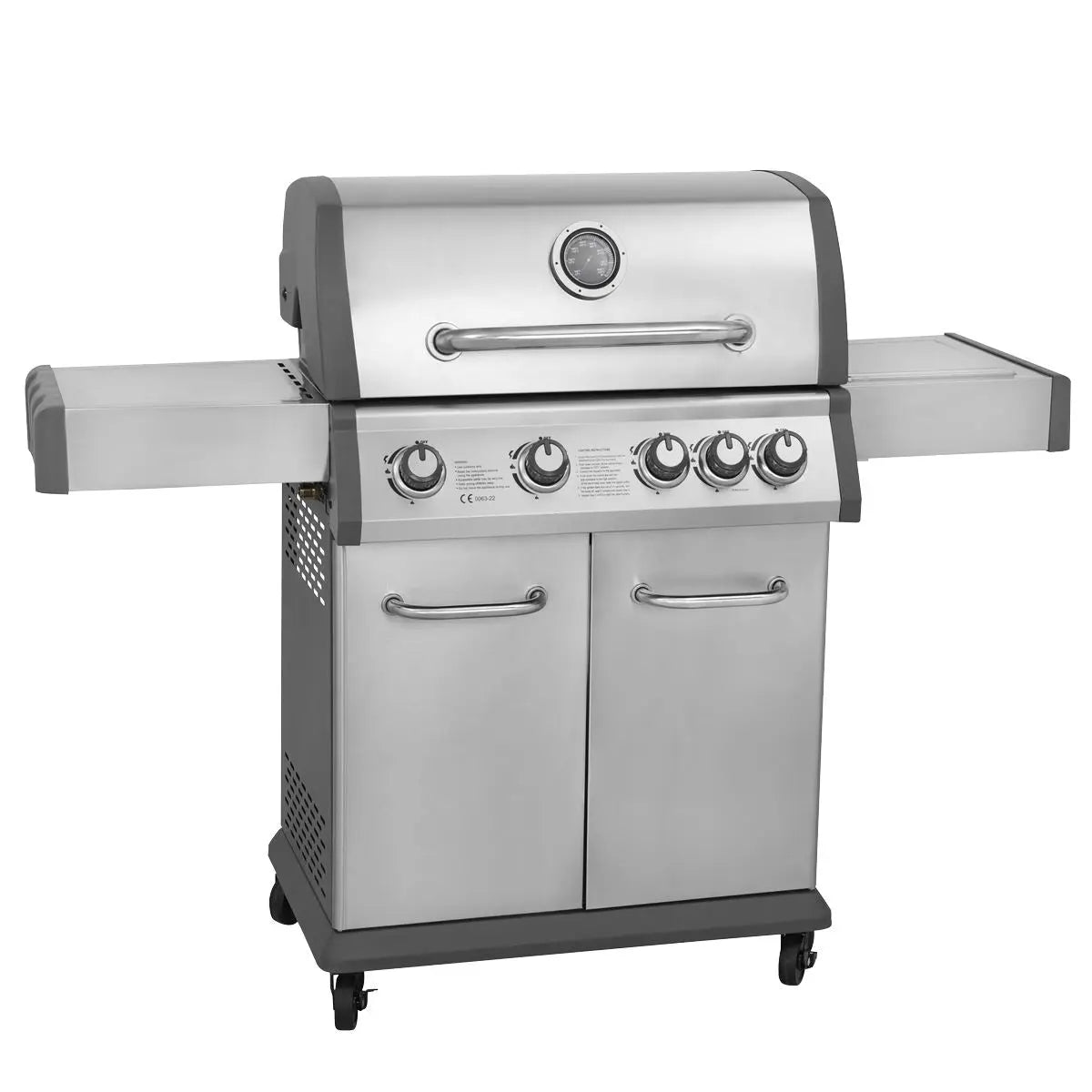 Dellonda 4+1 Burner Deluxe Gas BBQ Grill, Stainless Steel, Side Burner, Ignition White Rose Tools