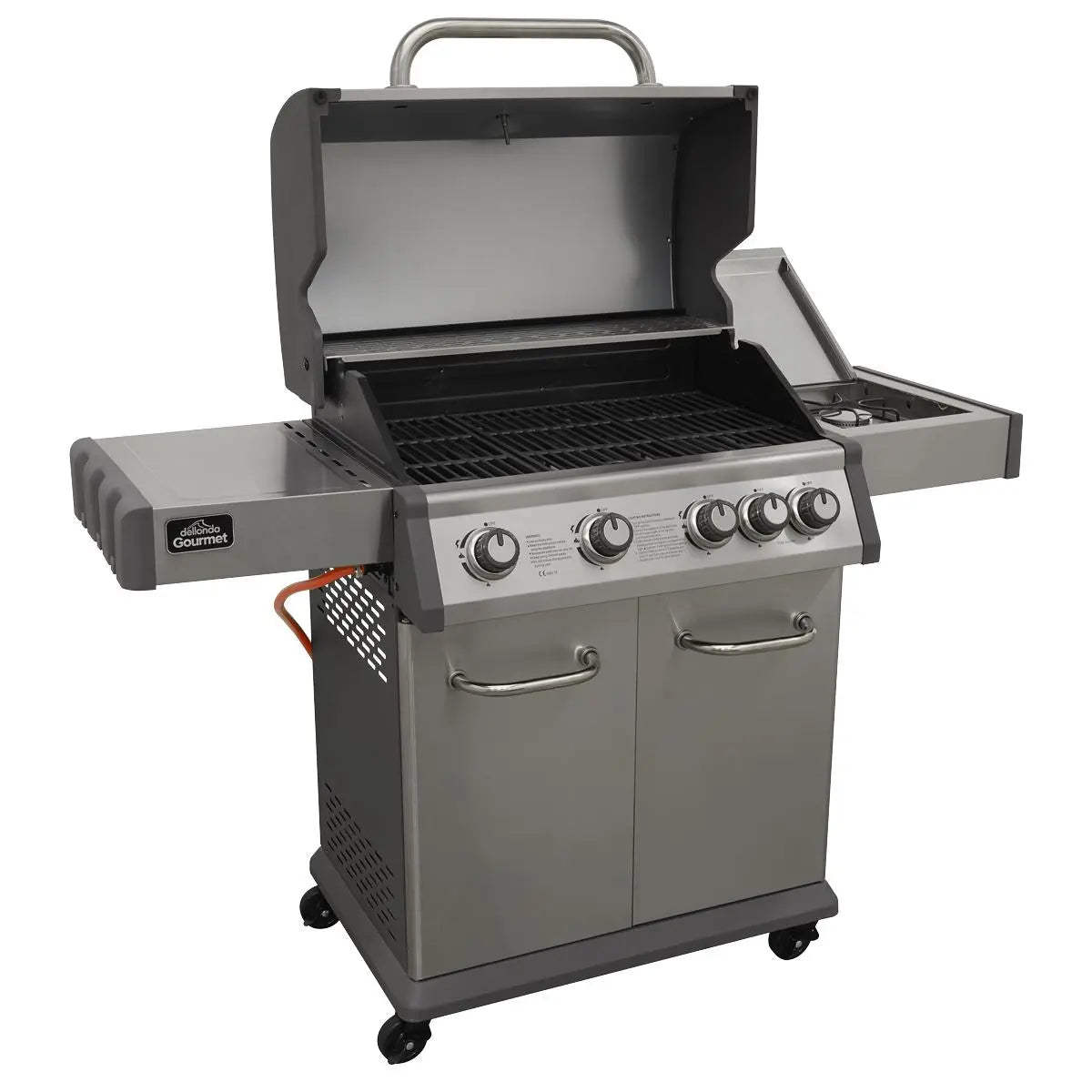 Dellonda 4+1 Burner Deluxe Gas BBQ Grill, Stainless Steel, Side Burner, Ignition White Rose Tools
