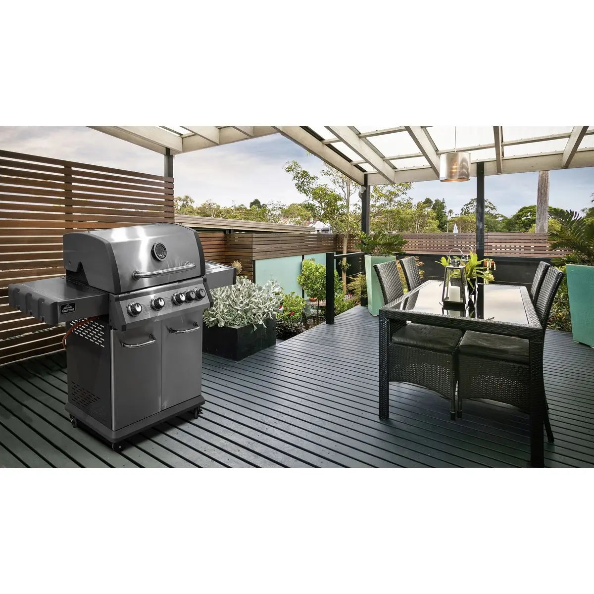 Dellonda 4+1 Burner Deluxe Gas BBQ Grill, Stainless Steel, Side Burner, Ignition White Rose Tools