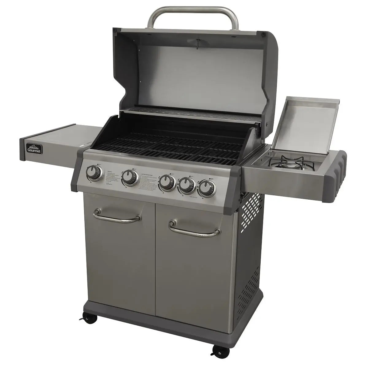 Dellonda 4+1 Burner Deluxe Gas BBQ Grill, Stainless Steel, Side Burner, Ignition White Rose Tools