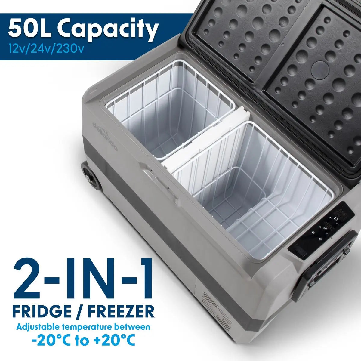 Dellonda 50L Portable Dual Zone Compressor Car Camping Fridge/Freezer 12/24V  White Rose Tools