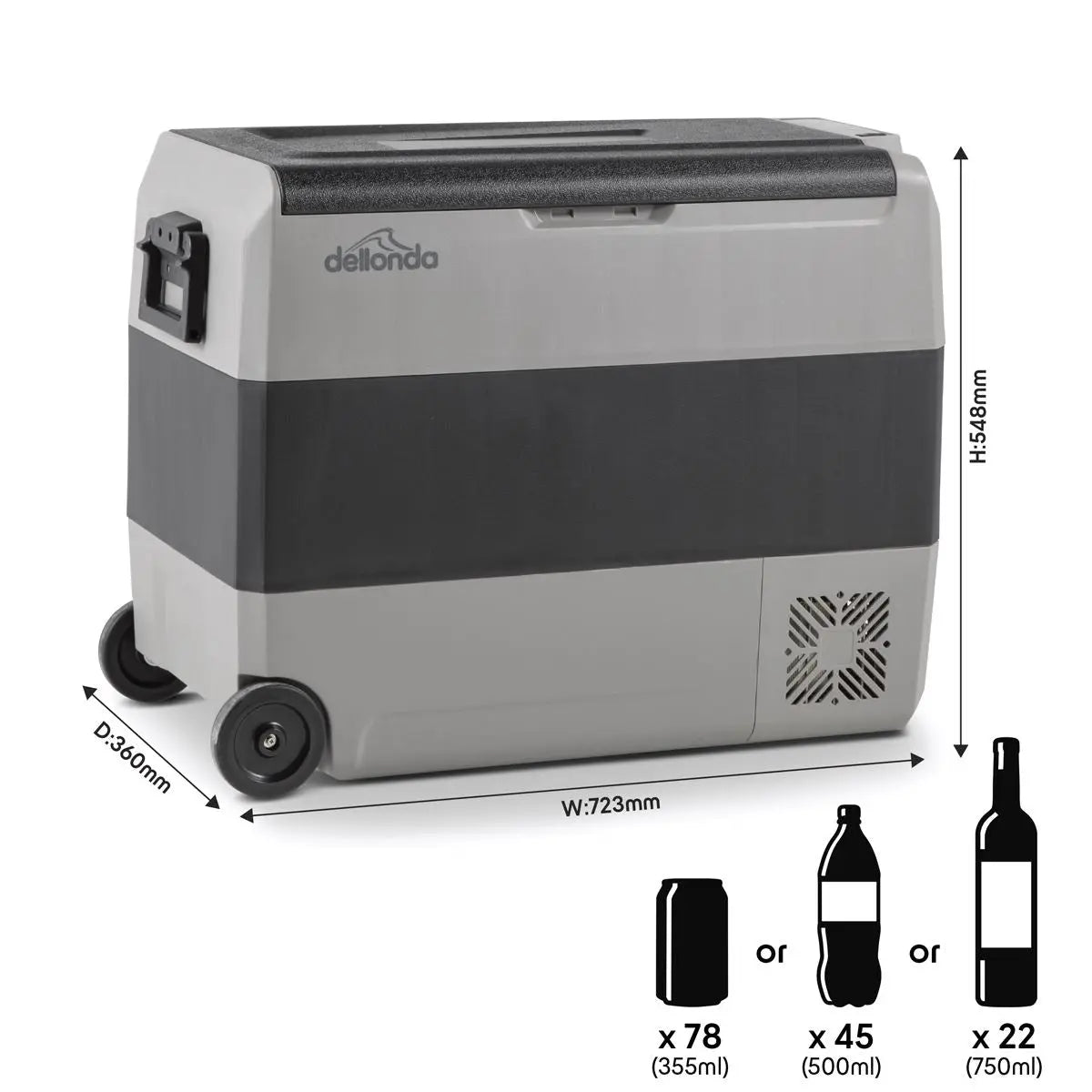 Dellonda 60L Portable Dual Zone Compressor Car Camping Fridge/Freezer 12/24V White Rose Tools